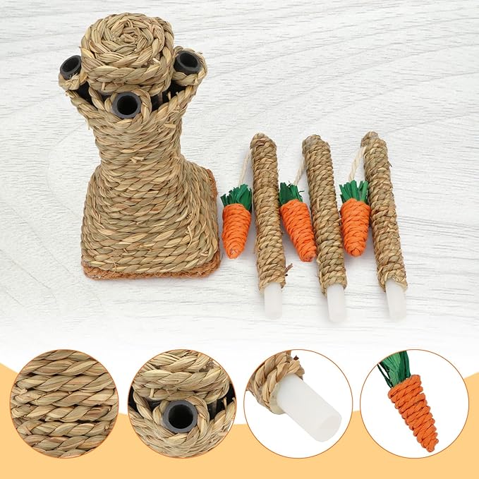 Hypeety Natural Rattan Carrot Chew Toy for Rabbits Durable Bunny Toys for Indoor Bunnies Safe Chewing and Climbing Enrichment