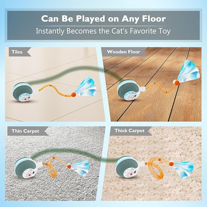 YVE LIFE Interactive Cat Toys Ball for Indoor Cats,[2025 Newly Upgraded] Agile Moving Cat Ball with Elastic Mesh Tail,Automatic Kitten Toys for Bored Indoor Adult Cats,Motion Activated (Dark Green)