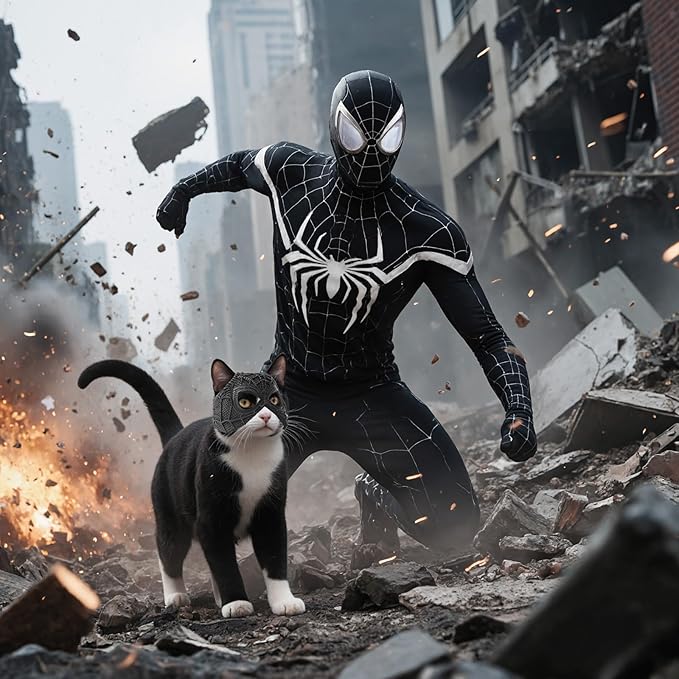 Cat Bat Mask Halloween Costumes Accessories for Cats, Cat Bat Cosplay Apparel (Medium, Black Spider)