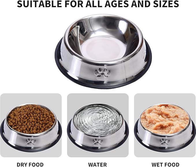 FAMILY'S BACKYARD Dog Bowls,Stainless Steel Dog and Cat Bowls, with a Diameter of 16CM at The Mouth and 22CM at The Bottom for Rust and Corrosion Prevention.