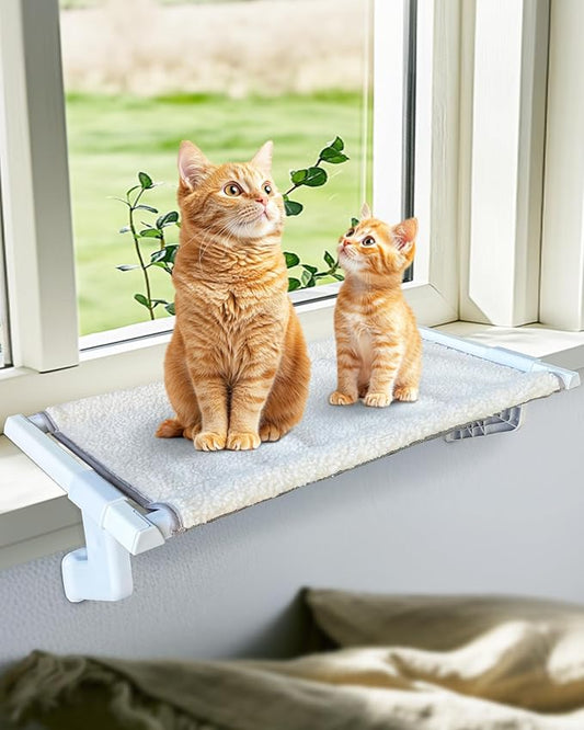Heavy-Duty Cat Window Sill Perch All-Metal Frame Supports up to 120 lbs – Durable, Easy-to-Assemble Cat Window Hammock for Large Cats and Multiple Cats (L 1PC)