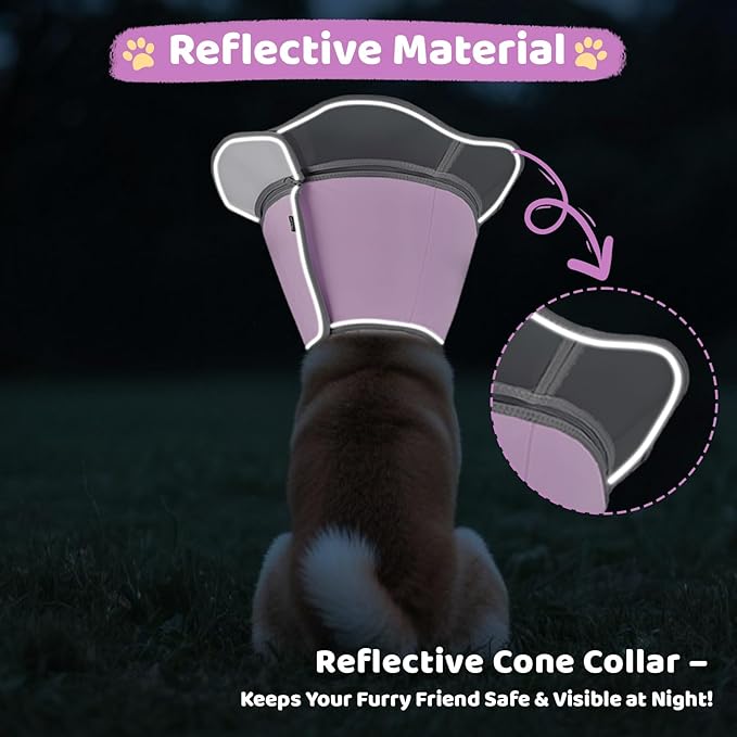 Soft Dog Cone Collar After Surgery Recovery,Adjustable E-Collar with Removable Shield,Lightweight,Breathable Anti-Licking Protective Cone for Large,Medium,Small Pets (Rose Pink, L (Neck:15.5''-19''))