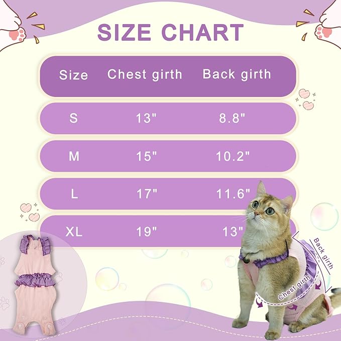 Cat Recovery Suit,Kitten Onesie After Surgery,E-Collar Alternative for Abdominal Wound and Skin Diseases,Soft Breathable Bodysuit After Spay（Blue-m）