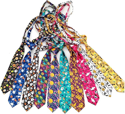 PET SHOW 10pcs Pack Halloween Big Dog Ties Neckties for Large Breed Dogs XL Adjustable Holiday Grooming Accessories Neck Ties Bowties Girl Boy Festival Costumes Photography Party Gift Favor