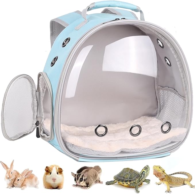 Portable Small Animal Backpack Travel Breathable Pet Carrier Bag Cages for Guinea Pig, Rabbit, Bearded Dragon, Squirrel, Tortoise, Bird, Lizard, Sugar Glider