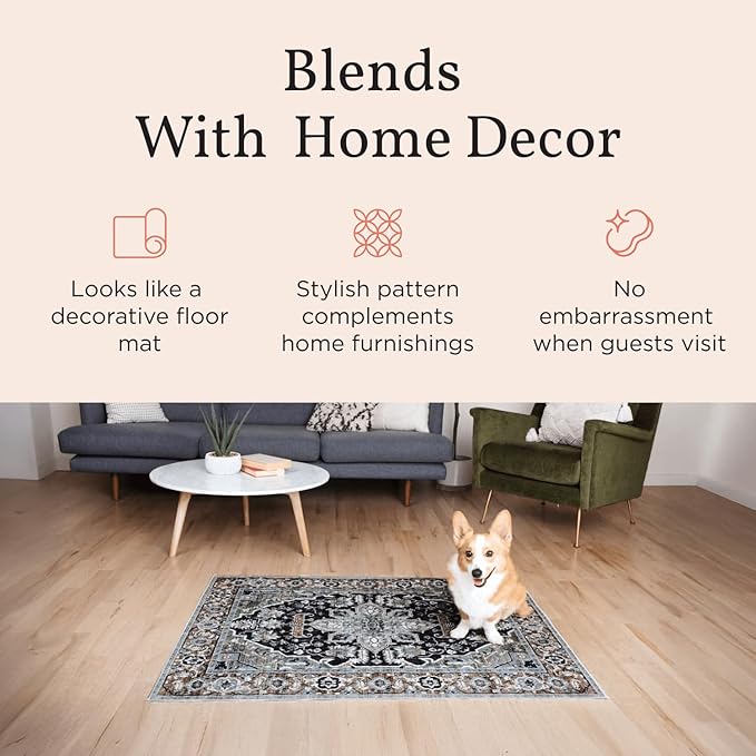 Lovewag Washable Pee Pads for Dogs - Decorative 24x16 Waterproof Dog Potty Pads - Non-Slip, Super Absorbent, Machine Washable - Stylish Floor Cover for Senior Dogs & Puppies - 2 Pack (Blushing Rose)