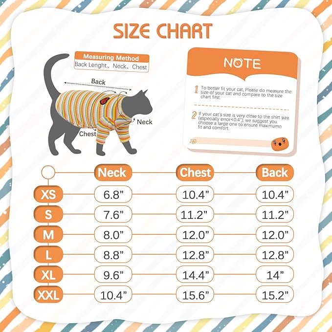 DENTRUN Hairless Cats Shirt Breathable Cat Daily Wear Clothes Stripe Vest Adorable Pajamas Jumpsuit Soft & Skin-Friendly