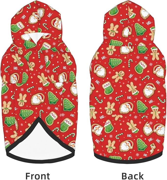 Santa Claus with Gingerbread Man Hoodie,Christmas Cosplay Dog Clothes with Pocket and Hat Winter Clothes Sweaters XXX-Large