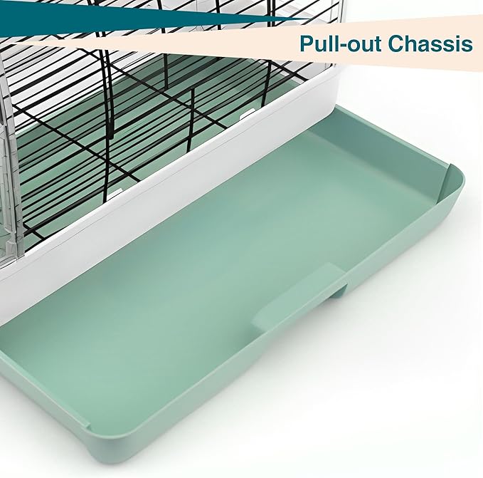 Portable Bird Cage Carrier, Travel Parrot Cage with 2 Perches, 2 Food Bowls and Tray, Metal Parakeet Cages for Small to Medium Sized Birds Cockatiels Lovebirds Canaries Budgies