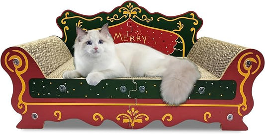 Luxury Cardboard Cat Scratcher Sofa Bed Couch Shaped Cat Scratching Board, Cat Scratch Lounge with Catnip,Cat Scratcher for Indoor Cats(Xmax)