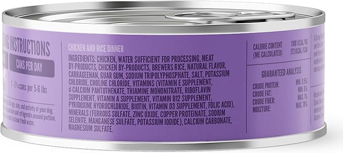 A Strong Heart Wet Dog Food, Chicken and Rice Dinner - 5.5 oz Cans (Pack of 24), Made in The USA with Real Chicken