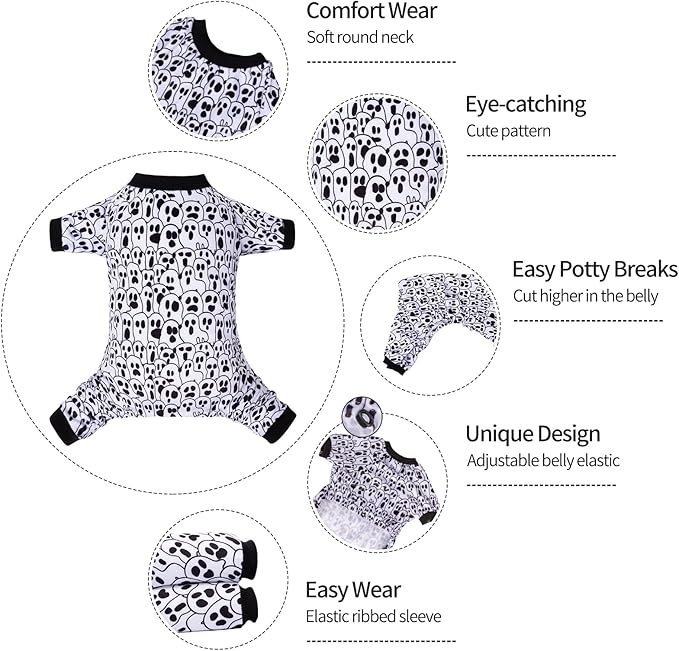 CuteBone Small Dogs Outfit Soft Puppy Onesies Pjs Halloween Dog Pajamas Pet Coat Cat Apparel Comfy Doggie Jumpsuit Bodysuit for All Seasons P300M