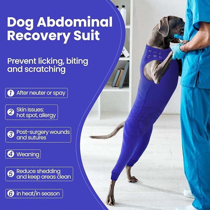 Nanaki Dog Surgery Suit Female Spay, Leg Sleeves for Dog Rear Legs, Doggy Onesie for Surgery Female, Doggy Recovery Suit Male Abdomen, Pet Wound Care Heal Protector, Surgical Suits for Pet Spay