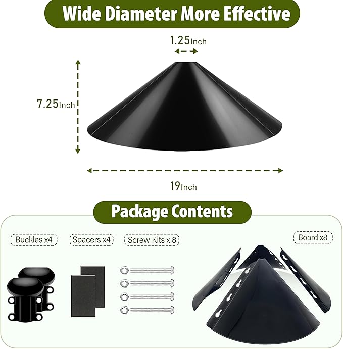 19 Inch Extra Large Squirrel Baffle, Squirrel Proof Bird Feeders,Rodents Cage Accessories of Bird Houses, Squirrels Buster Bird Feeders(Black 2 Pack