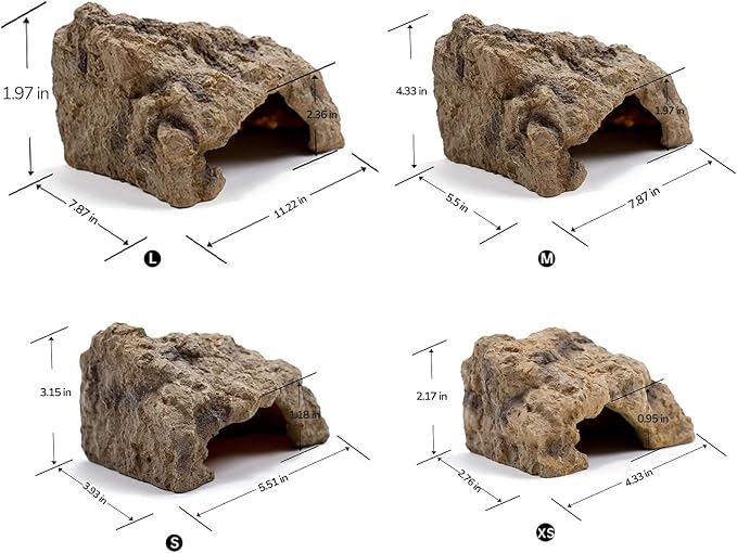 Reptile Hide for Leopard Gecko, Bearded Dragon, Ball Python & Tortoise – Terrarium Habitat Décor, Snake & Lizard Hideout(Resin, Large)