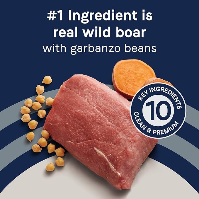 Canidae Pure Limited Ingredient Premium Adult Dry Dog Food, Real Wild Boar & Garbanzo Bean Recipe, 4 lbs, Grain Free