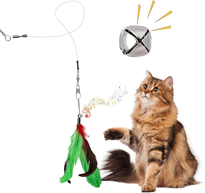 Walfront Cat Toys for Indoor Cats, 12PCS Kitten Toy Set with 2 Retractable Wands & Interactive Feather Teasers, Fun Chase and Exercise Toys to Keep Cats Active and Healthy