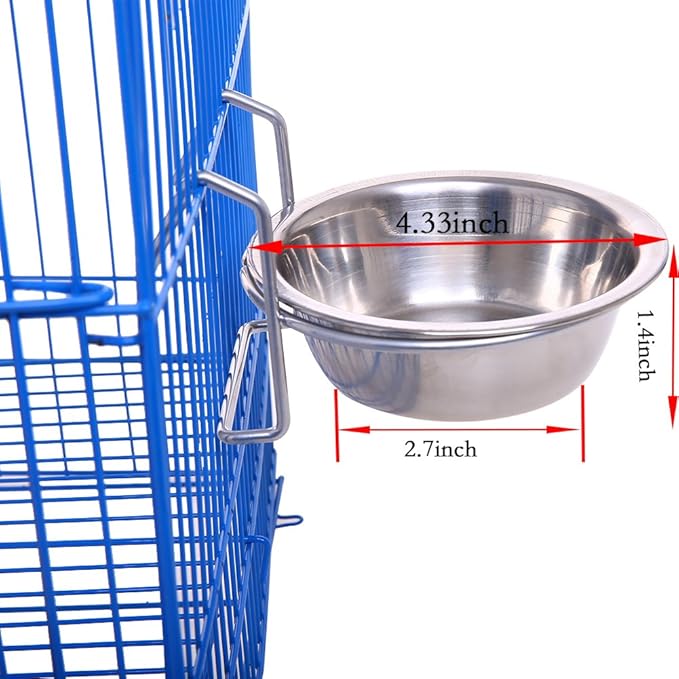 QBLEEV Stainless Steel Birdcage Feeder Bowls for Hamster Cage, 150ml, 5 oz