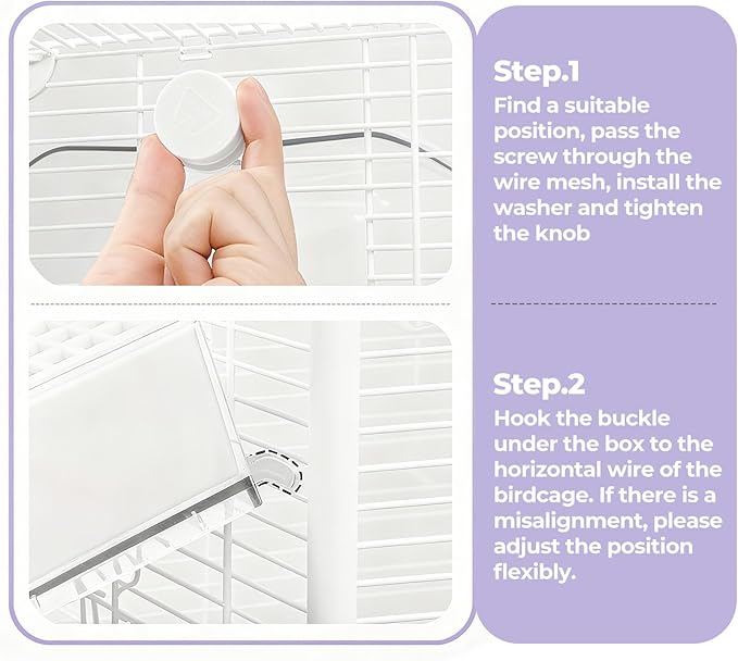 mini&moe Bird Bath for Cage, 4 in 1 Multifunction Birds House/Bath/Litter Box/Feeder Room, Bird Cage Accessories for Pet Birds Conure Budgies Cockatiels Lovebird,Finches, Parakeets, Mannikin, White