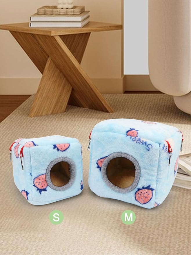 Wontee Bird Nest House Winter Warm Bird Bed for Cage Hanging Hammock Shed Hut for Parrots Budgies Parakeets Caique Senegal Cockatiels Conures (Small-5.9"x5.9"x5.9")