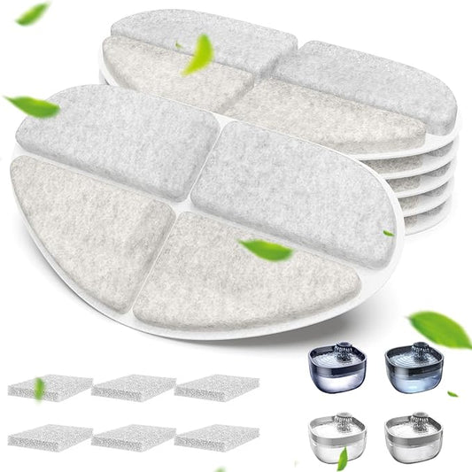 6 Packs Dog Water Filter Replacement, Feelneedy Cat Fountain Filters for (FN-W05) 7L/1.8Gal Dog Water Bowl Dispenser, Apetdola Cat Water Fountain (FP30)