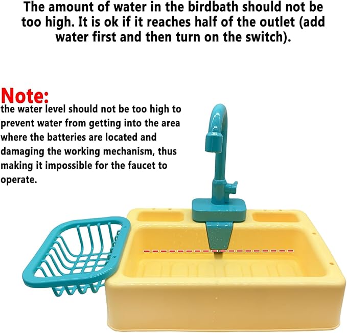 kathson Parrot Bathtub,Automatic Bird Shower Box,Multifunctional Parakeet Bathtub with Faucet,Bird Bathing Tub Pool Toy for Small Medium Birds Cockatiel Lovebird Budgie,Yellow