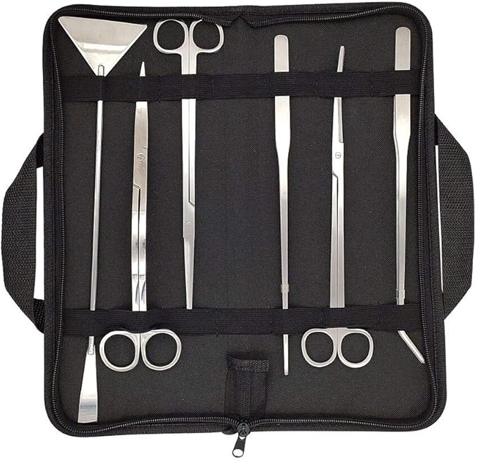 Aquascaping Tools 7 in 1 Kit Aquarium Plant Scissors Tools Set Curved & Waved Scissor Tweezers Spatula Stainless Steel Anti Rust Tools for Fish Tank Cleaning Plant Trimming