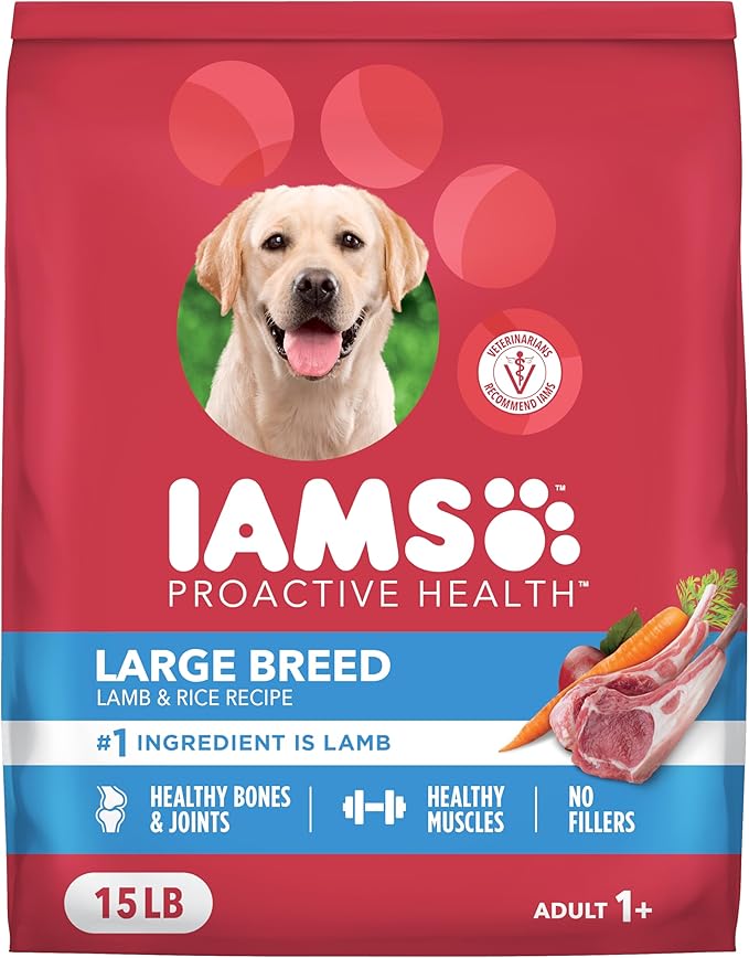 IAMS Proactive Health Large Breed Adult Dry Dog Food Lamb & Rice Recipe, 15 lb. Bag