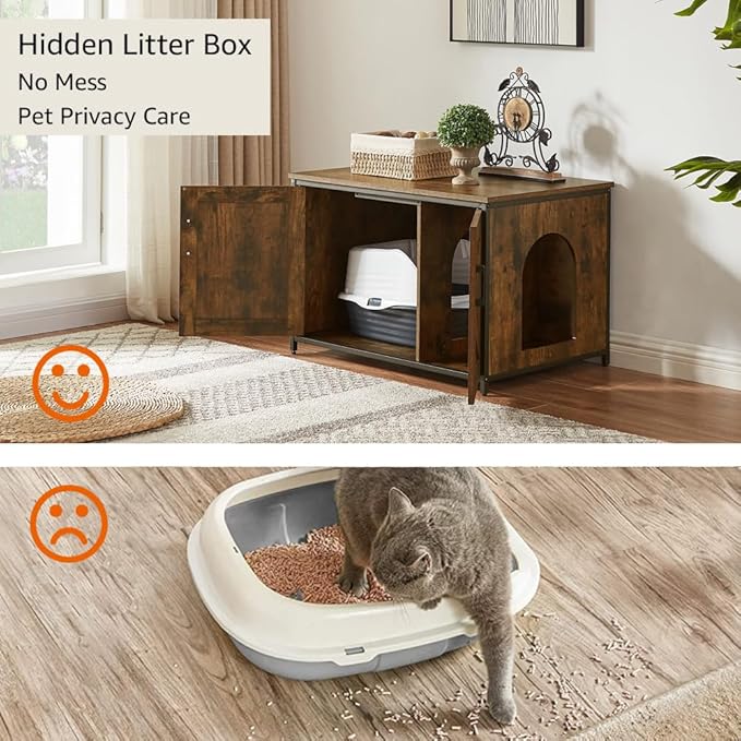 unipaws Top Opening Cat Litter Box Enclosure, Friendly to Elderly People, Waist or Keen Problem People, XL Extra Large Cat Box Furniture, High Jumbo Automatic Litter Box Cover Hidden for Large Cat