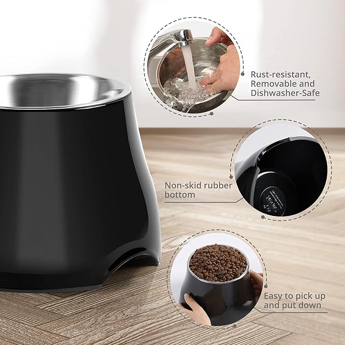 Raised Dog Bowls, Elevated Dog Bowls for Wearing Cone,Cocker Spaniel Long Ears,Neck Stress-Free,Non-Slip Stianless Steel Bowl for Large Dogs