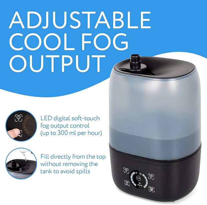 Evergreen Pet Supplies Reptile Fogger Humidifier - 4L Tank, Digital Timer - Automatic Misting System for Terrarium & Amphibian Enclosures