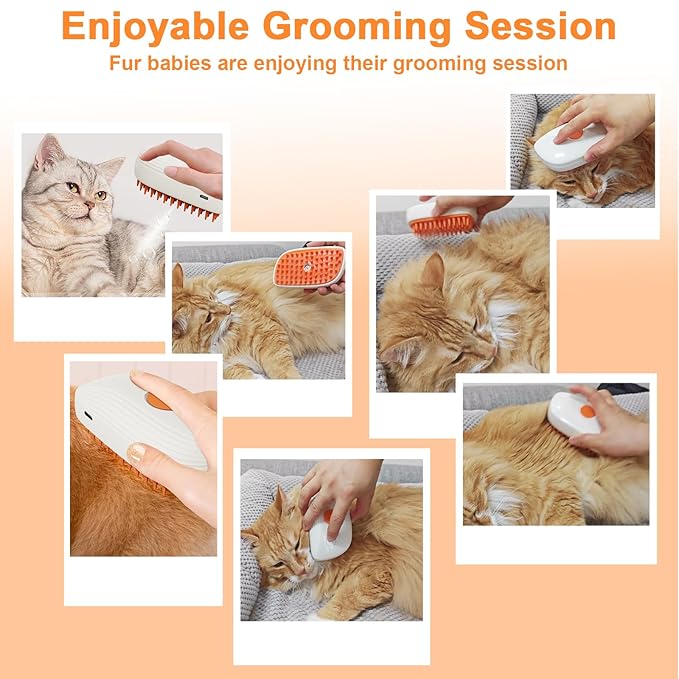 Nepfaivy Cat Steam Brush for Shedding - Steamy Cat Brush for Indoor Cats, Rechargeable Steaming Dog Brush, Pet Spray Hair Removal Comb for Massage, Spritz Defur Comb Mist Water Steamer