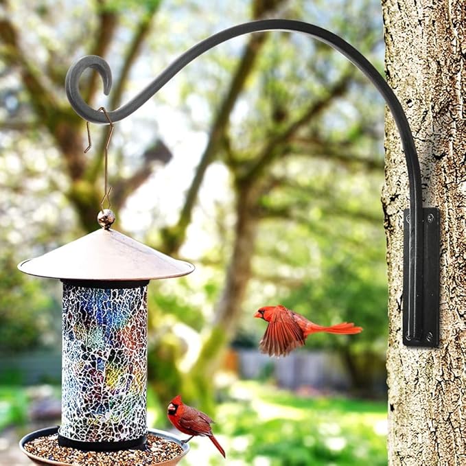 Qiang Ni Heavy-Duty Plant Hanger Outdoor: Hanging Plant Hook for Outside Basket - 22-Inch Wall Mount Plant Bracket for Bird Feeder…