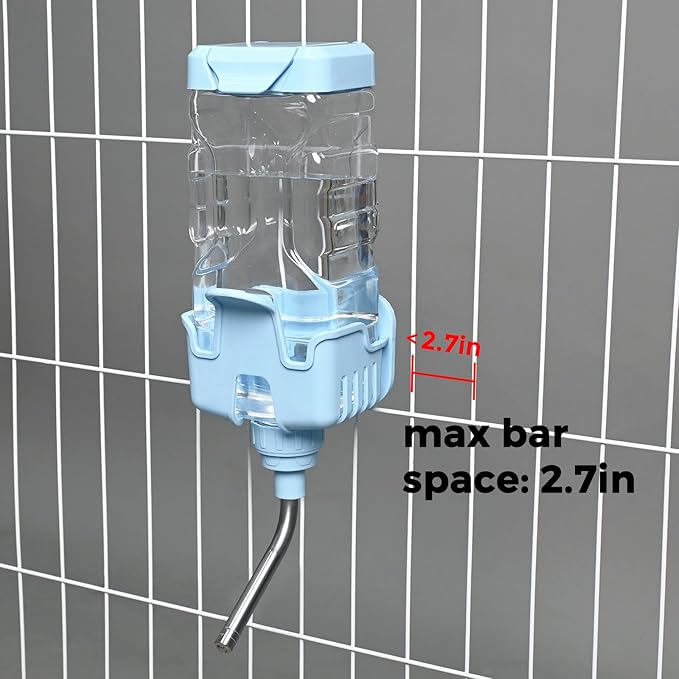 Vannon Small Animal Water Dispenser for Cage, 30oz Auto Feeding Crate Water Bottle for Rabbit, Chinchilla, Ferret, Guinea Pig, Squirrel, Hedgehog, Pet Nozzle Diameter: 10mm, BPA Free, Blue