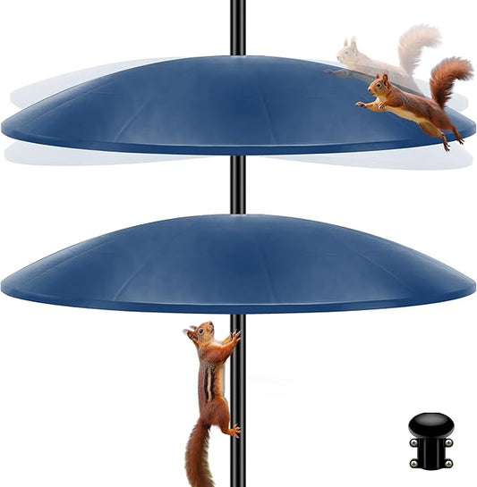 19" Extra Large Squirrel Baffle for Bird Feeder Pole,Squirrel Proof for Shepherd's Hook Outdoors, Extra Large Rain Guard for Outside Bird Feeder Pole Mount (Blue) 2 Pack
