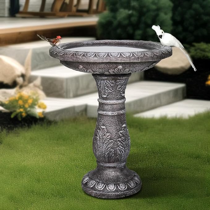 Outdoor Bird Bath for Garden Decoration - 24.4" H * 20" Φ Bird Bath for Outside, Classical Birdbath Patio or Yard