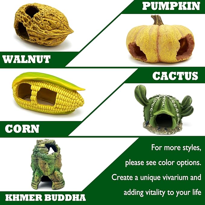 Pumpkin Leopard Gecko Hide Reptile Bearded Dragon Tank Hideout Caves Accessories Halloween Turtle Lizard Snake Décor Amphibian Habitat Tortoise Terrarium Decoration