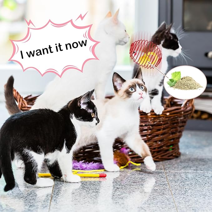 Jecery 5 Pcs Halloween Cat Spring Balls Toys Stretchable Rolling Balls Colorful Playful Coils Interactive Spring Action Toy Caged Rats for Kitten Cat Pet Supplies(Catnip Rats,Bright Color,5 Pcs)