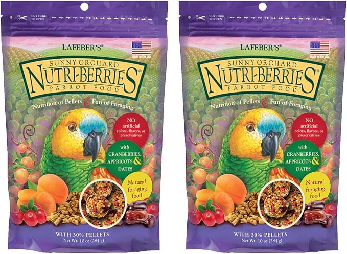 LAFEBER'S Sunny Orchard Nutri-Berries Pet Bird Food, Made with Non-GMO and Human-Grade Ingredients, for Parrots (10 oz Pack of 2)