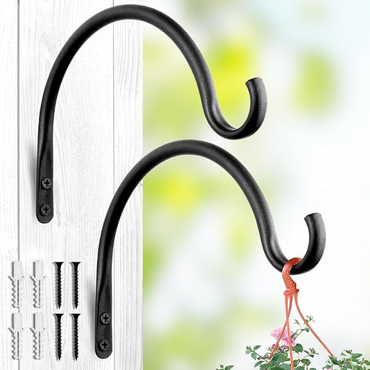 Qiang Ni Hanging Plant Bracket Hooks: 5.5 Inch Wall Plant Hook Planters and Decor - 2 Piece Rust-Resistant and Secure Brackets Maximize Your Outdoor Living Space
