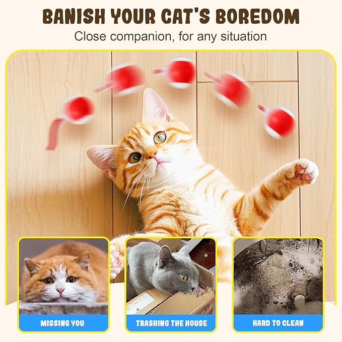 Interactive Cat Toy Balls, 2025 New Cat Toys for Bored Indoor Adult Cats Peppy Pet Ball for Cats (Yellow)