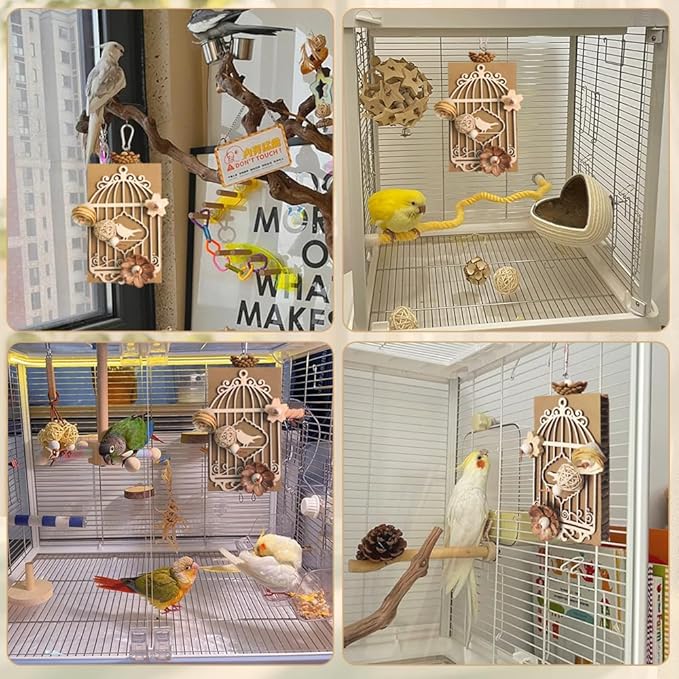 Paper Bird Toys, Parakeet Toys, Parrot Toys, Conure Hanging Chewable Cardboard Foraging Suitable for Budgies, Cockatiels, Lovebirds, Sun Conures - and Other Small/Medium Parrots