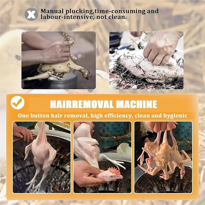 Stainless Chicken Plucker, Small Dove Feather Plucking Machine with 110 Rubber Fingers, High-Efficiency Feather Remover Poultry Machine for Bird, Duck, Turkey