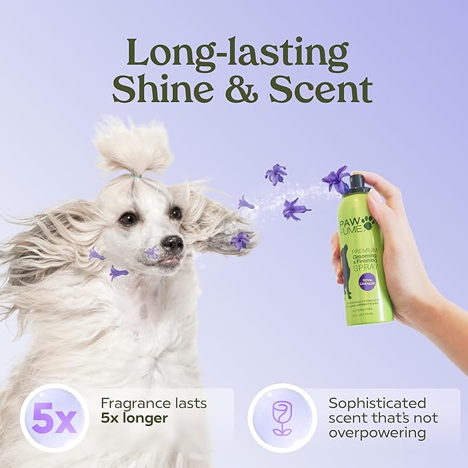 PAWFUME Dog Detangler Grooming Spray, Royal Lavender, 4-Pack – Keeps Pups Fresh All Day – Hypoallergenic, Alcohol-Free, Detangling & Moisturizing – Salon-Quality Dog Necessities for Coat & Fur Care