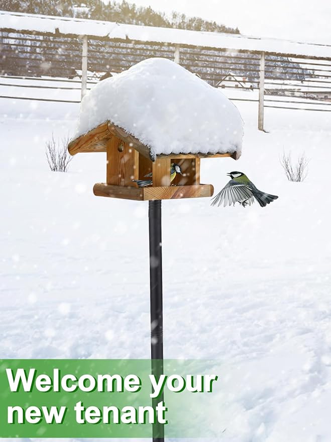 Bird Feeder Pole for Outdoors - 68in Adjustable Heavy-Duty Bluebird House Support Rod with Stable 5 Prong Base, Easy to Assemble Garden Nest Feeding Stand Post