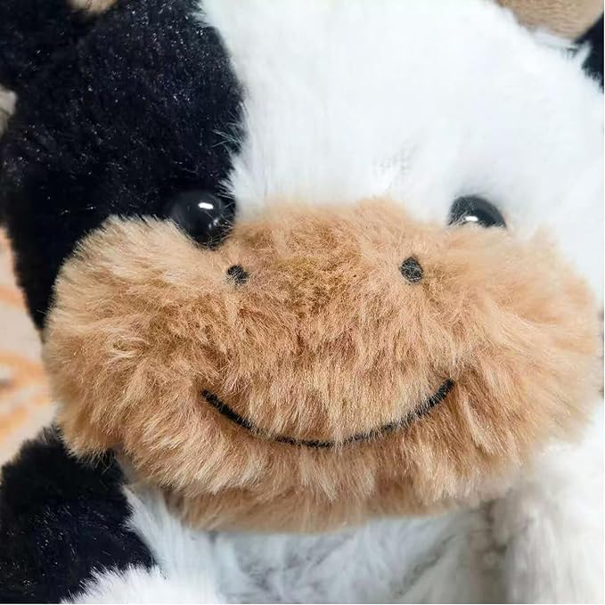 Black and White Cow Weighted Stuffed Animal 20cm/7.87in Cute Sitting Cow Plush Toy with Smile Soft Fluffy Small Farm Plushie for Kids Adults Birthday Festival Gift Bed Home Office Decor Toys