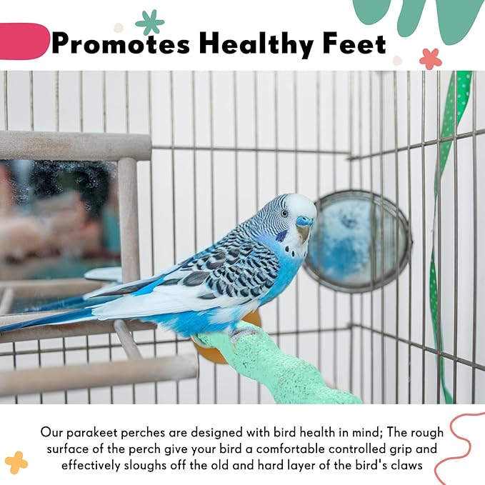 Soulchen 4 Pcs Bird Beak Grinding Calcium Stone Perches Parrot Teeth Mouth Molar Cage Accessories Platform Paw Grinding Sticks Jumping Stand for Macaws Parakeets Finches Cockatiel(Green,Pink)