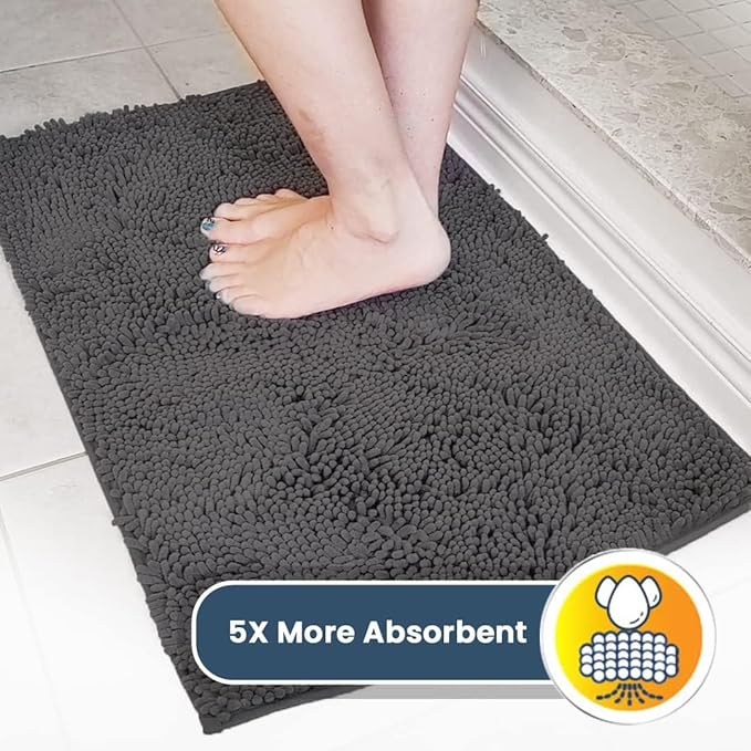 Muddy Mat® Original Dog Door Mat for Muddy Paws, Super Absorbent Microfiber, Non-Slip Washable Pet Rug, Quick Dry Chenille Entryway Carpet, Machine Washable Indoor Outdoor mat, Charcoal 48"x60"