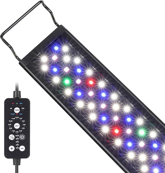 hygger 14W LED Aquarium Light, 12-18 Inch Fish Tank Light with Timer Auto On/Off, Sunrise Sunset Mode, Adjustable Brightness and Colors, Full Spectrum Light with Extendable Brackets for Freshwater