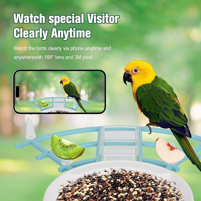 Bird Feeder with Camera,AI Identify Birds Species,Solar Powered,Auto Record Videos in Backyard,Instant Notifications,Ideal Gift for Family and Bird Lovers